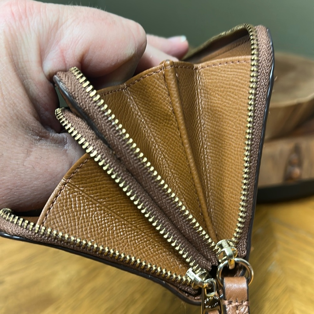 COACH Double Zip Accordion Pebble Leather Wallet - Picture 14 of 16